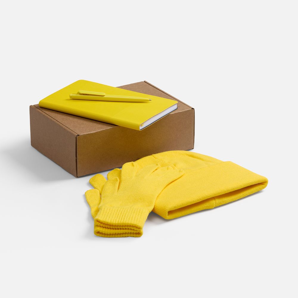 Набор Knit Warm, желтый с логотипом