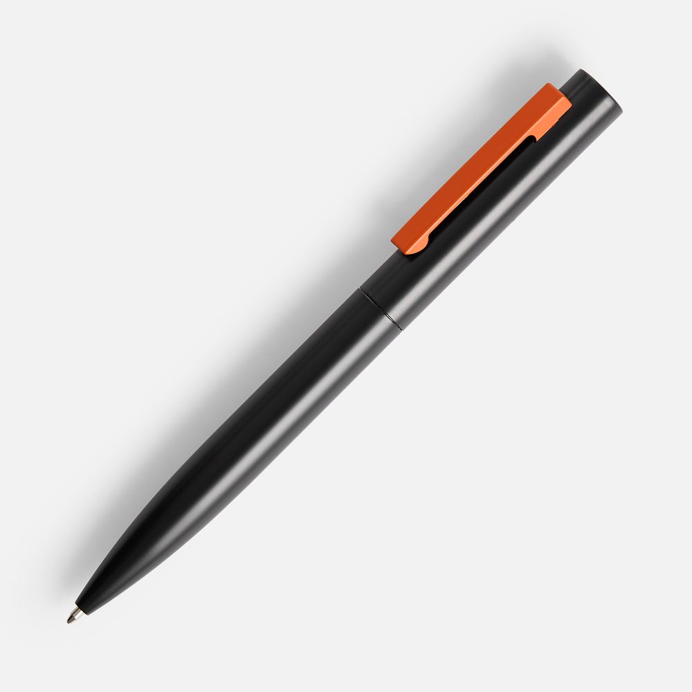 Ручка шариковая Inkolor, черная с оранжевым с логотипом