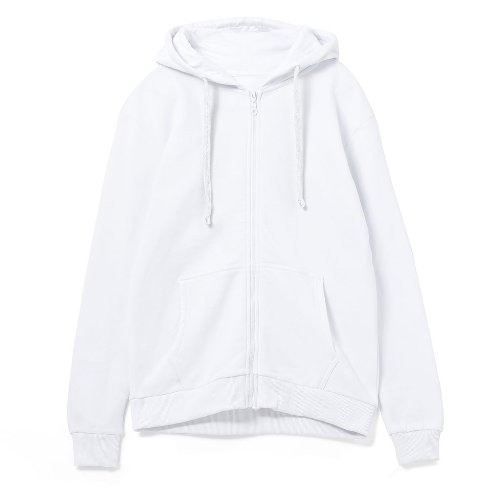 Толстовка на молнии с капюшоном Siverga Heavy 2.0, белая с логотипом