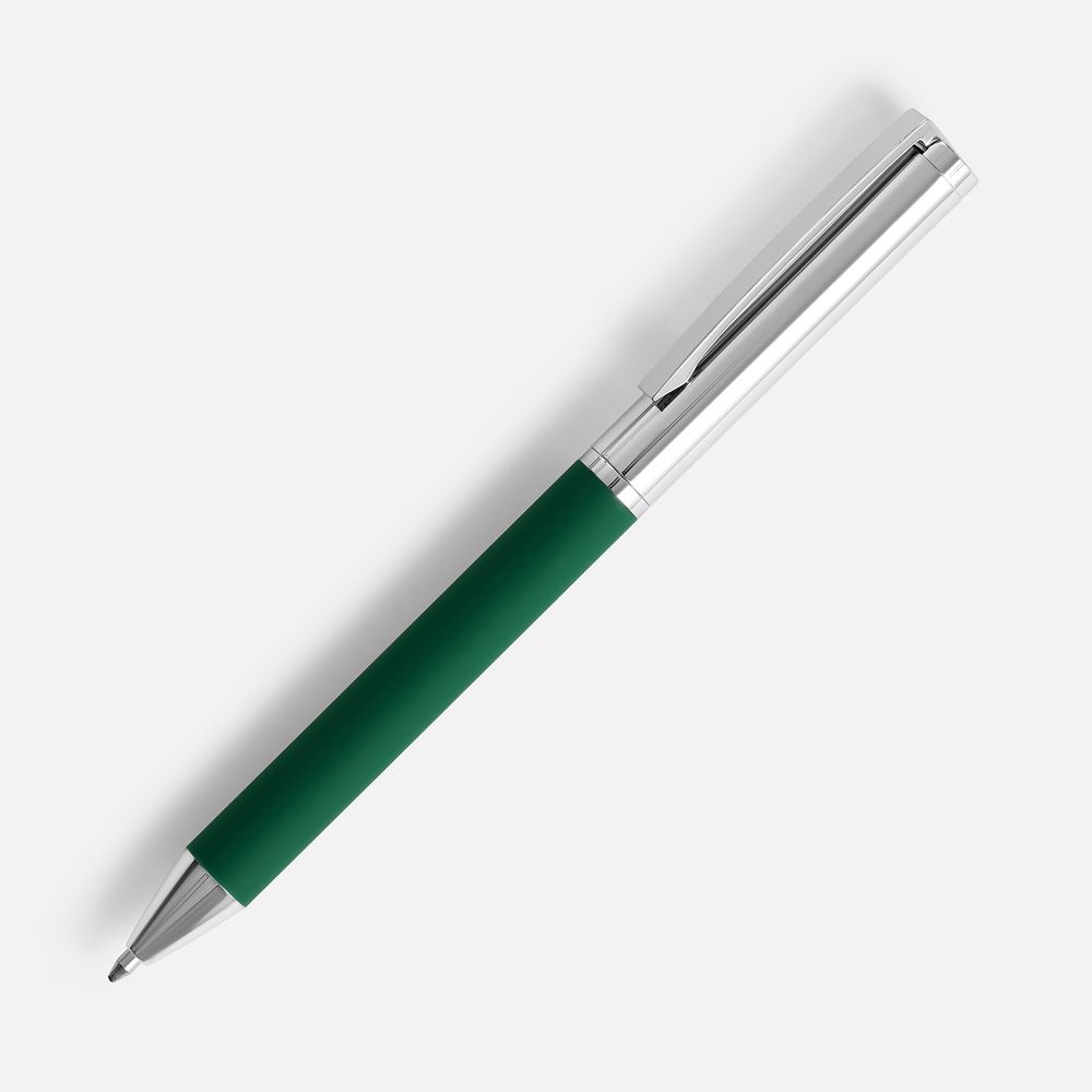 Ручка шариковая Eyeshot Soft Touch, темно-зеленая с логотипом
