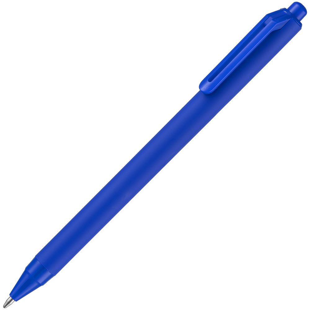 Ручка шариковая Cursive Soft Touch, синяя с логотипом