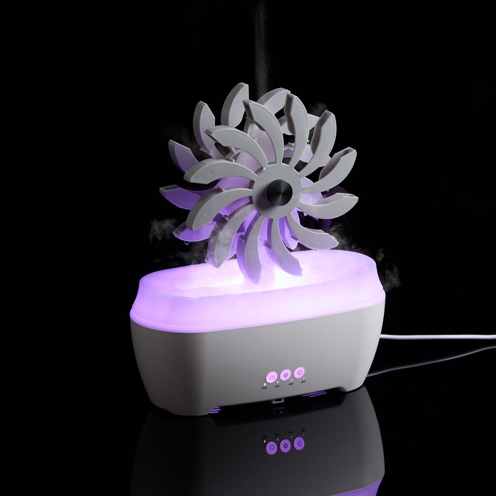 Увлажнитель-ароматизатор Steam Spin, белый с серым с логотипом