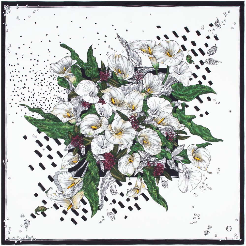 Платок шелковый Delicate, каллы с логотипом