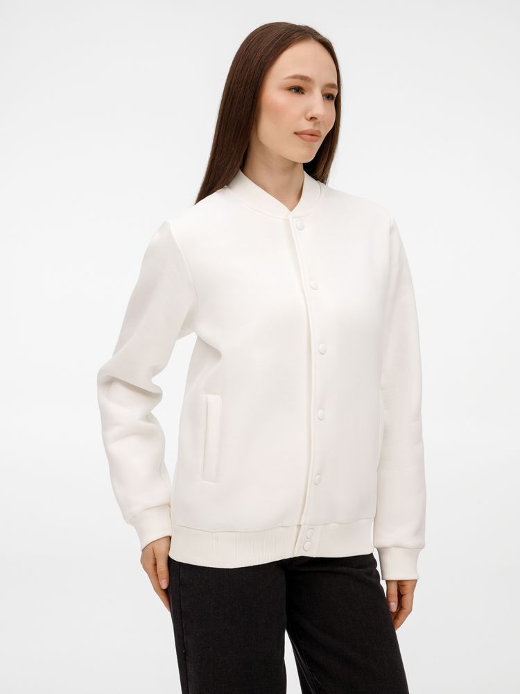 Бомбер унисекс AtmosWear, молочно-белый с логотипом