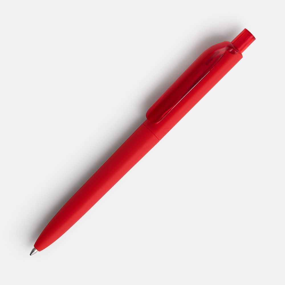 Ручка шариковая Prodir DS8 PRR-T Soft Touch, красная с логотипом