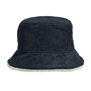 Панама Bucket двусторонняя утепленная, темно-серая с бежевым с логотипом