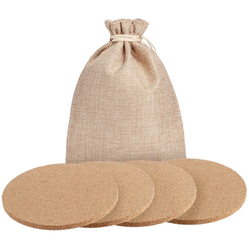 Набор из 4 костеров Suberic, круг с логотипом