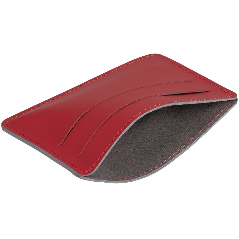 Чехол для карточек Shall Simple, красный с логотипом