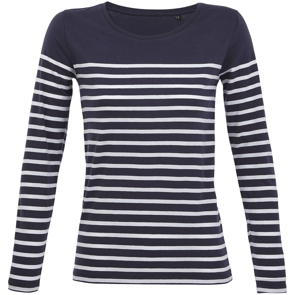 Футболка женская с длинным рукавом Matelot LSL Women, синяя с белым с логотипом