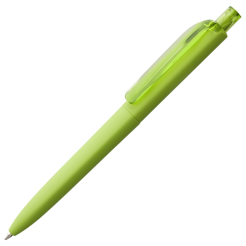 Ручка шариковая Prodir DS8 PRR-T Soft Touch, зеленая с логотипом
