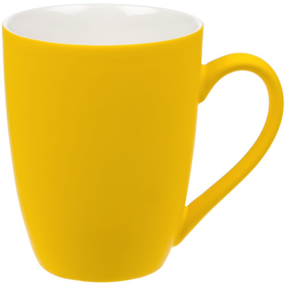 Кружка Good Morning с покрытием софт-тач, ver.2, желтая с логотипом