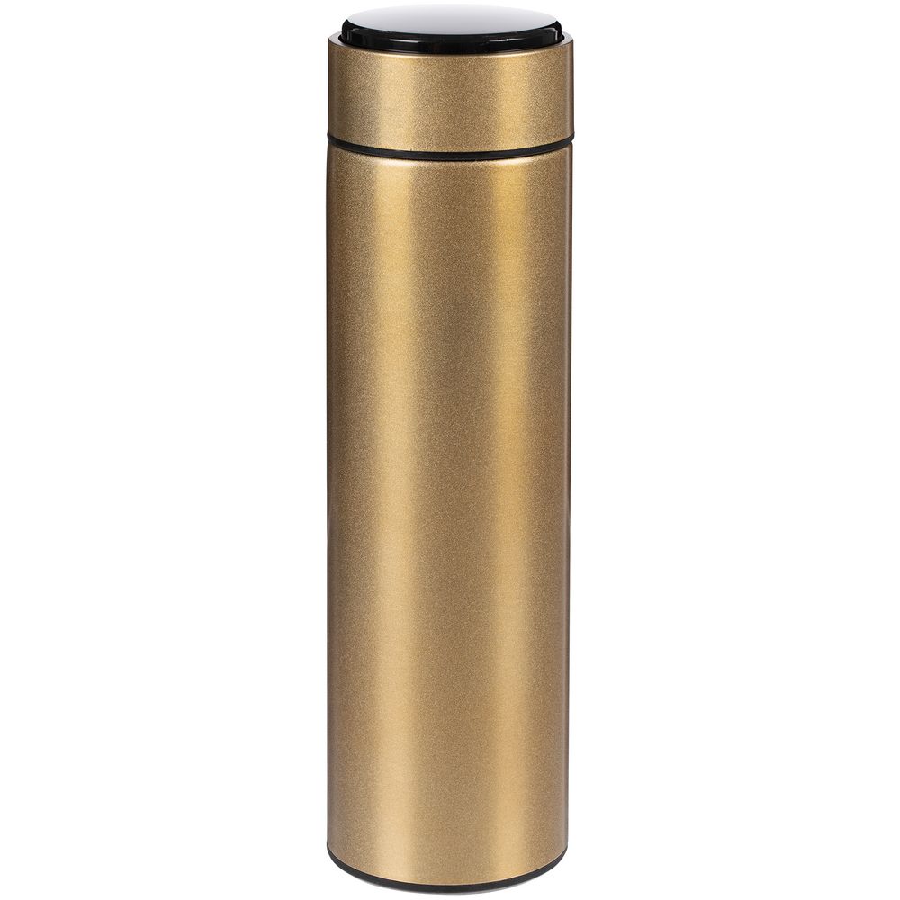 Смарт-бутылка с заменяемой батарейкой Long Therm, золотистая с логотипом