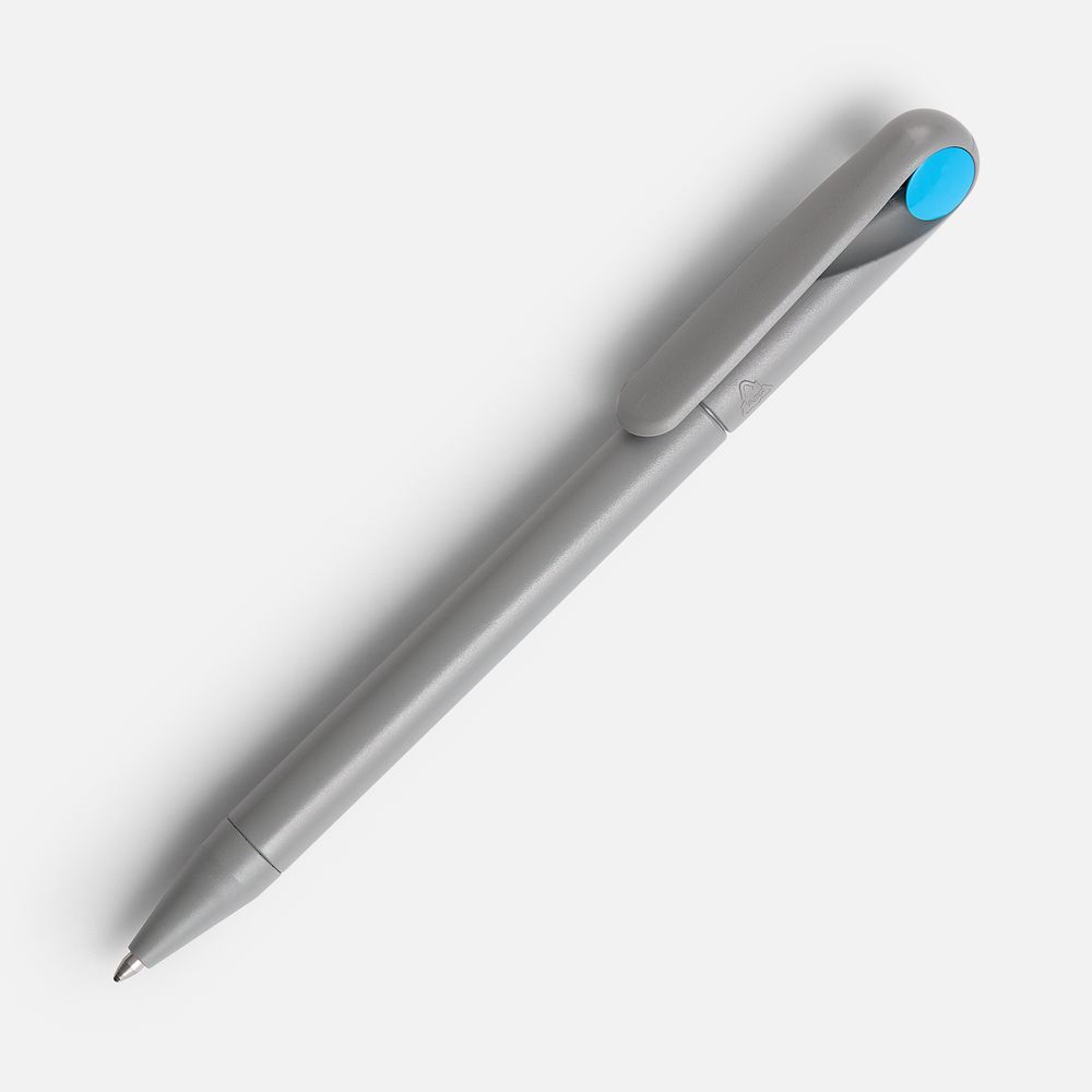 Ручка шариковая Prodir DS1 TMM Dot, серая с голубым с логотипом