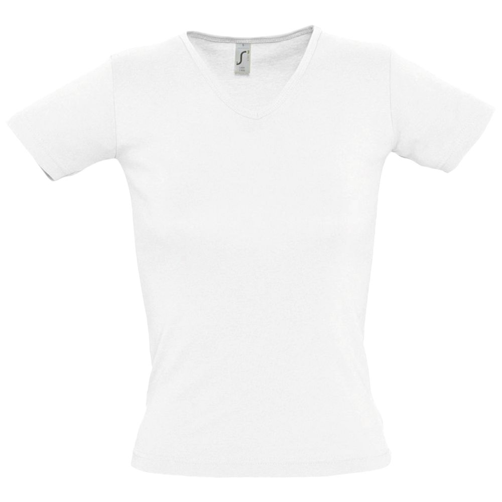 Футболка женская Lady 220 с V-образным вырезом, белая с логотипом