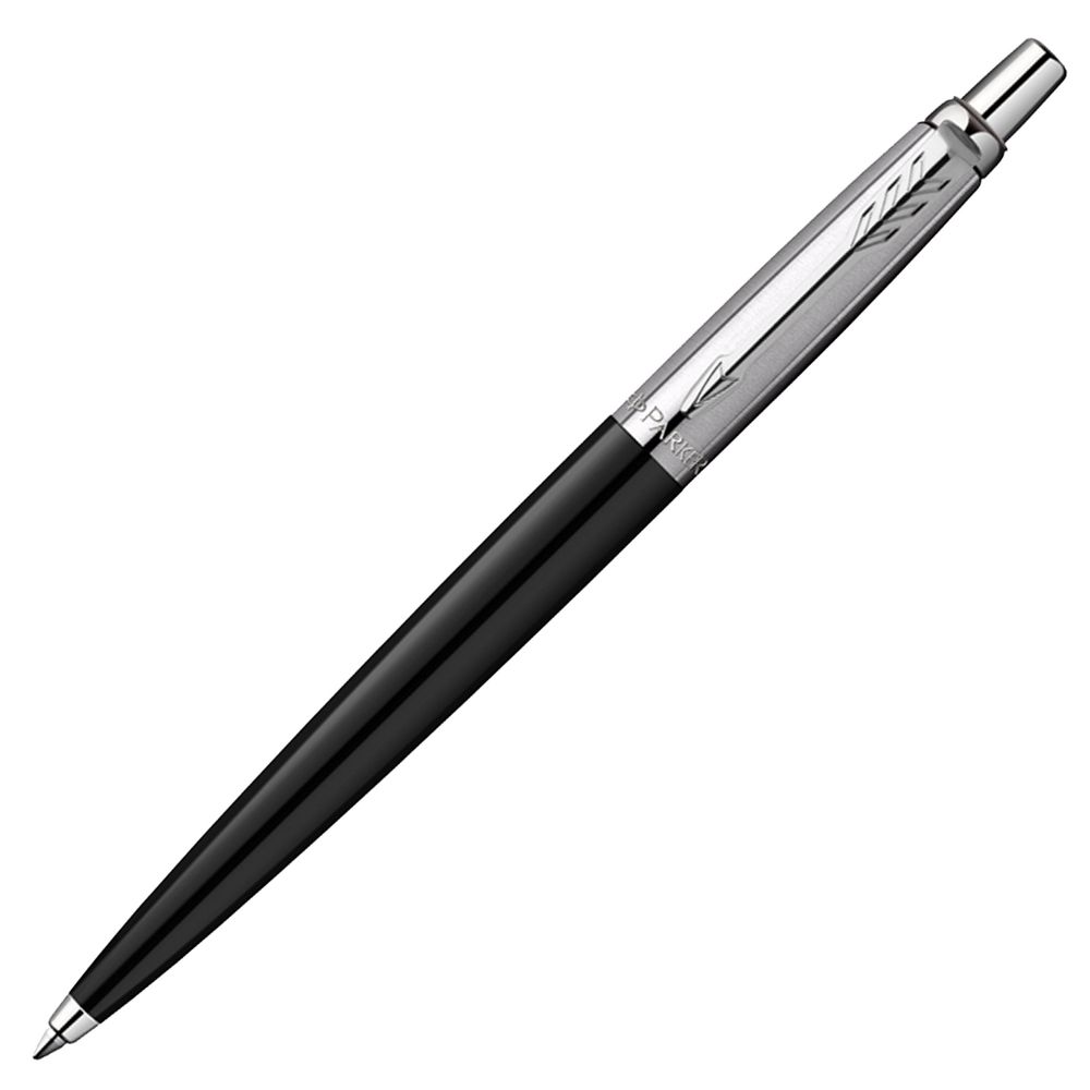 Ручка шариковая Parker Jotter Originals Black Chrome CT, черная с логотипом