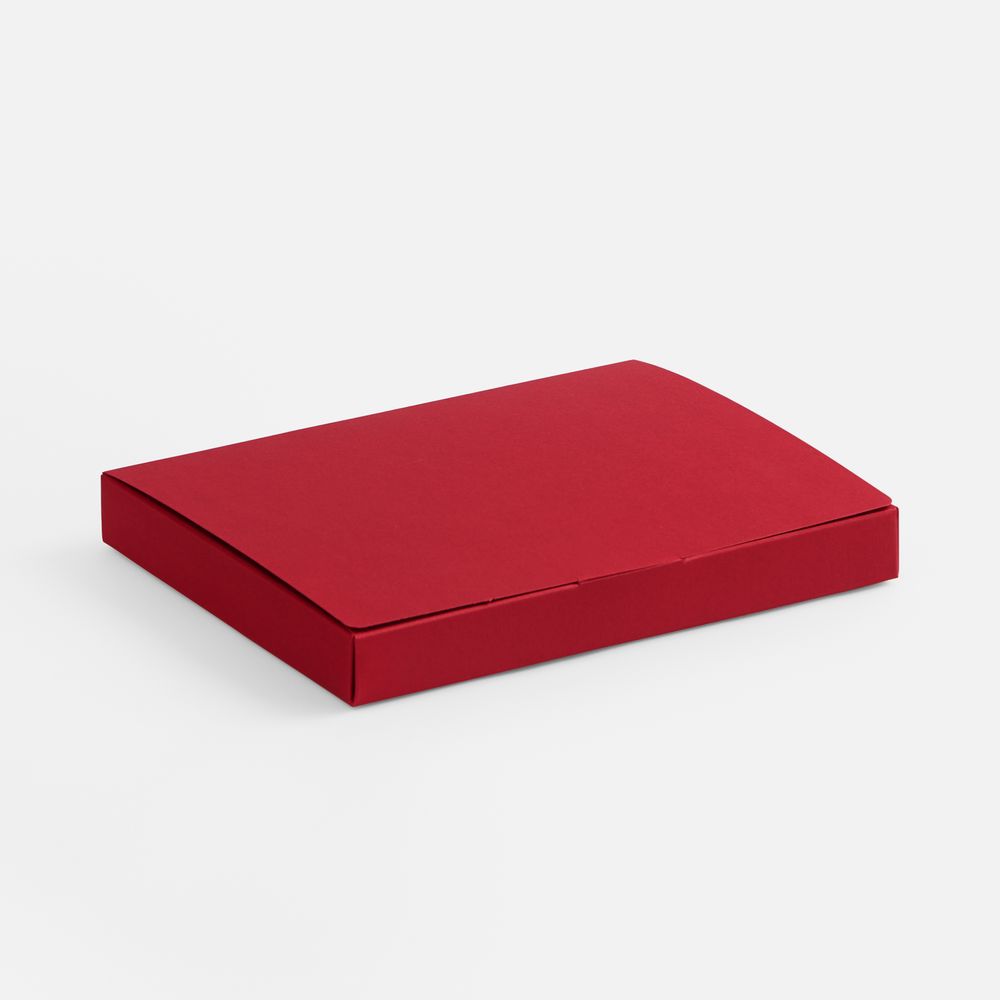 Коробка самосборная Flacky, темно-красная с логотипом