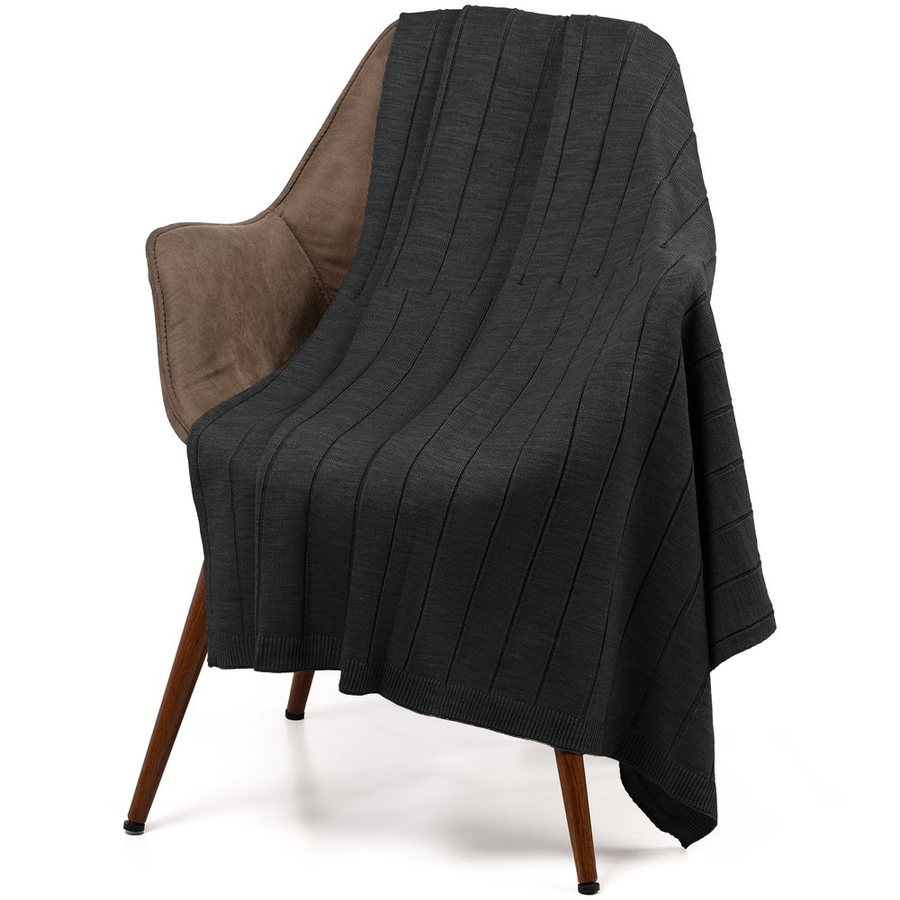 Плед Bambolay, темно-серый меланж с логотипом