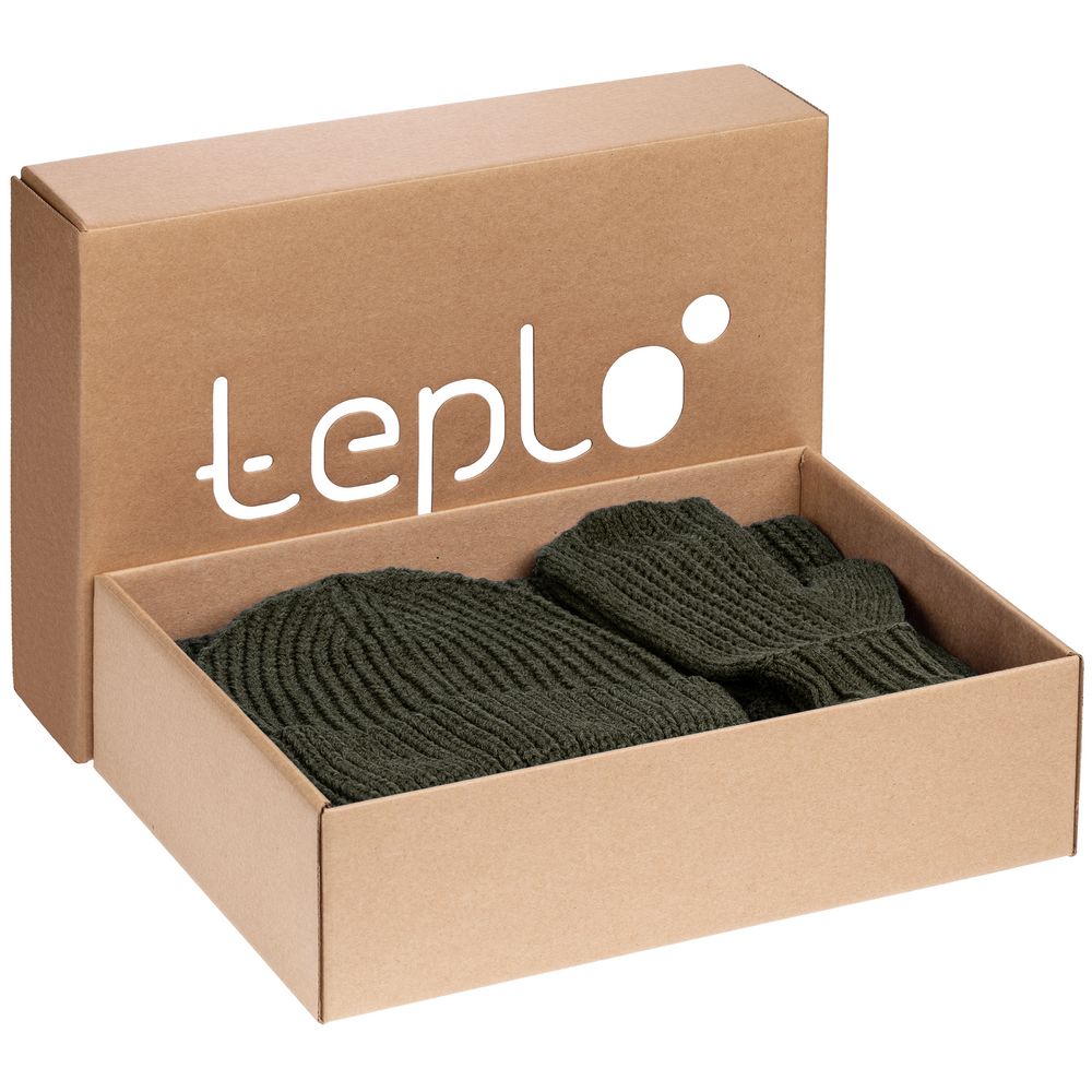 Набор Nordkyn с шарфом, зеленый (оливковый) с логотипом