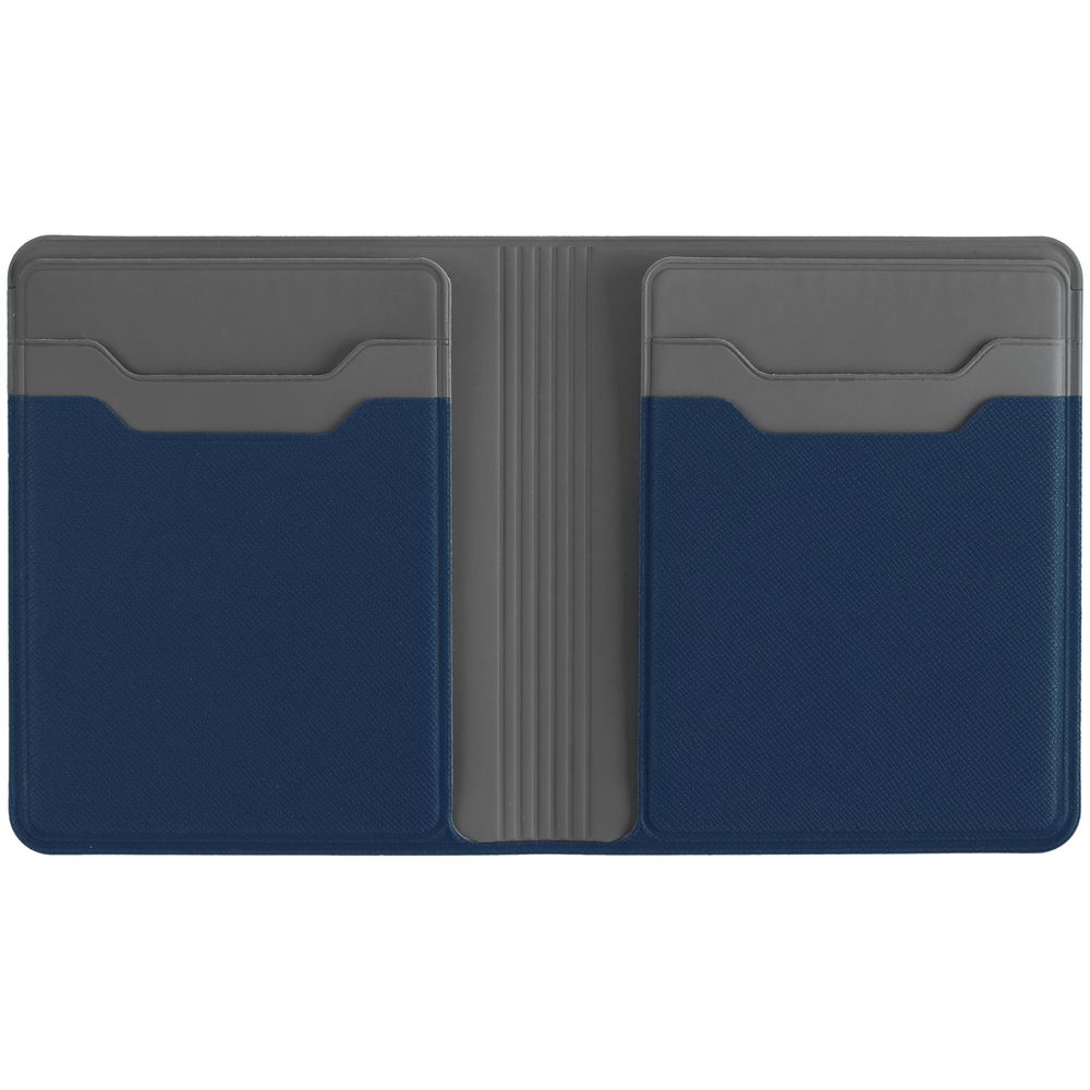 Картхолдер с отделением для купюр Dual, синий с логотипом