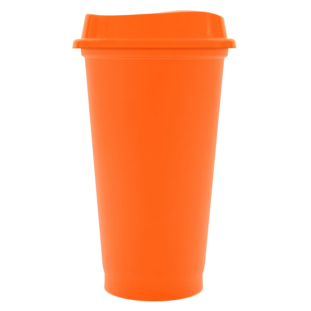Стакан с крышкой Color Cap, оранжевый с логотипом