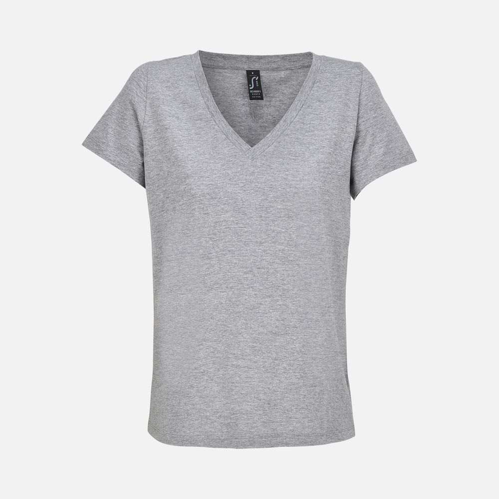 Футболка женская Regent Women с V-образным вырезом, серый меланж с логотипом