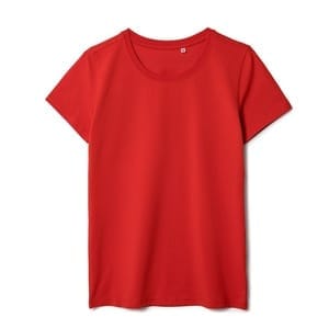 Футболка женская T-bolka Stretch Lady, красная с логотипом