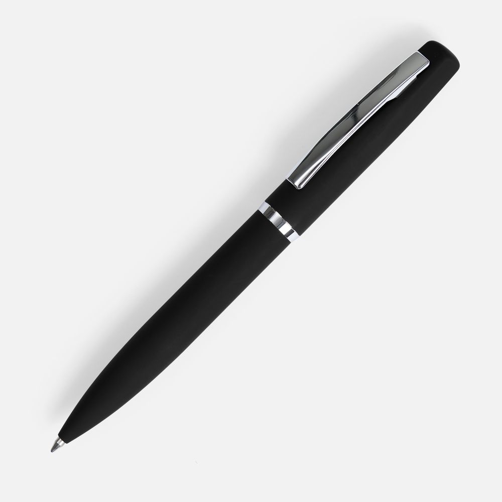 Ручка шариковая Bolt Soft Touch, черная с логотипом