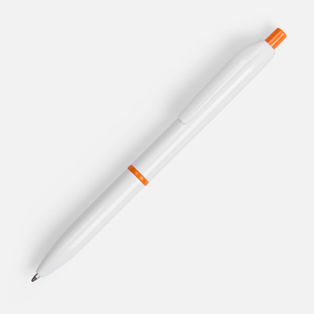 Ручка шариковая Bright Pop, белая с оранжевым с логотипом
