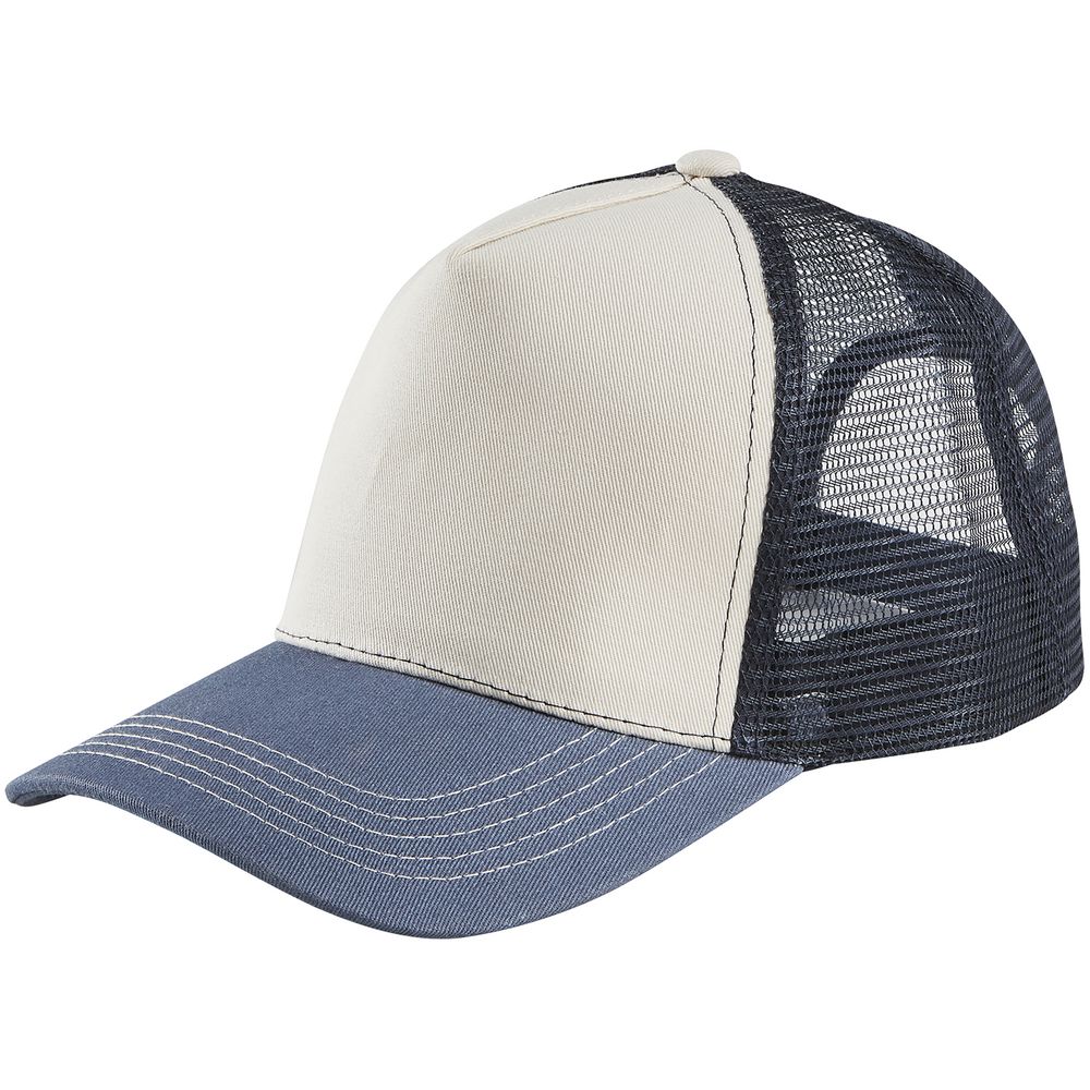 Бейсболка Blink, молочно-белая с синим (деним) с логотипом