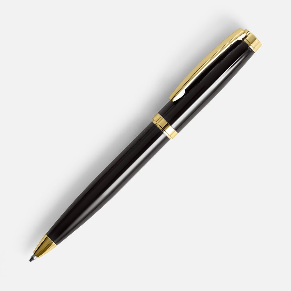 Ручка шариковая Letra Gold, глянцевая, черная с логотипом