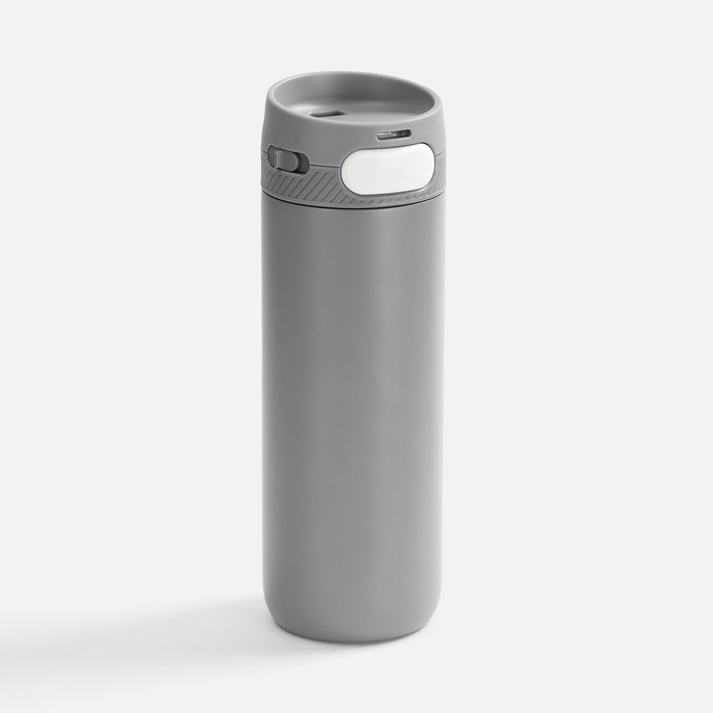 Термостакан X1 с цветной кнопкой, серый с белым с логотипом