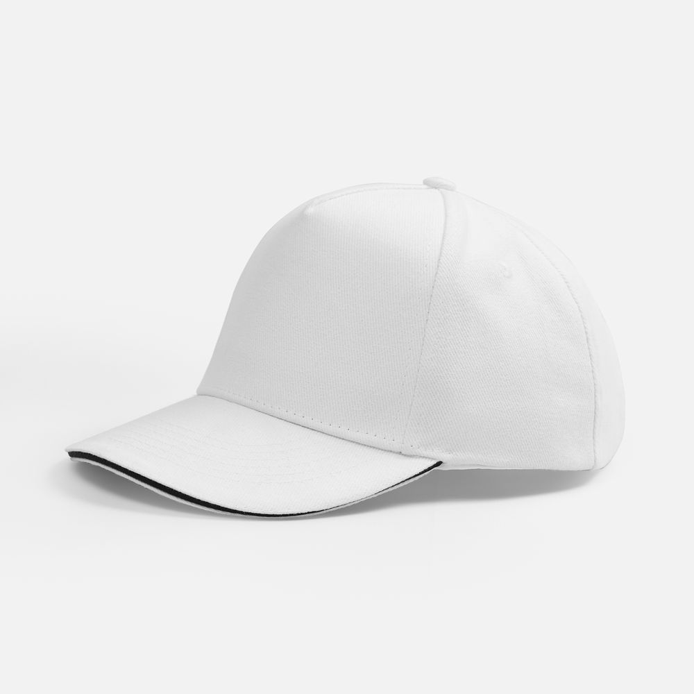 Бейсболка Classic 2.0, белая с темно-синим кантом с логотипом