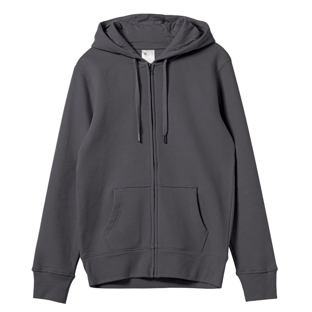 Толстовка на молнии с капюшоном унисекс King, темно-серая с логотипом