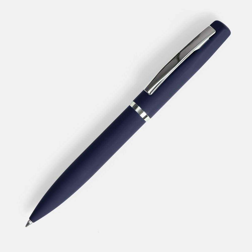 Ручка шариковая Bolt Soft Touch, синяя с логотипом