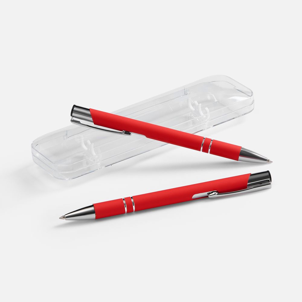 Набор из 2 ручек Keskus Soft Touch, красный с логотипом