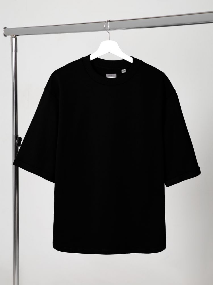 Футболка оверсайз унисекс Kosmos 2.0, черная с логотипом