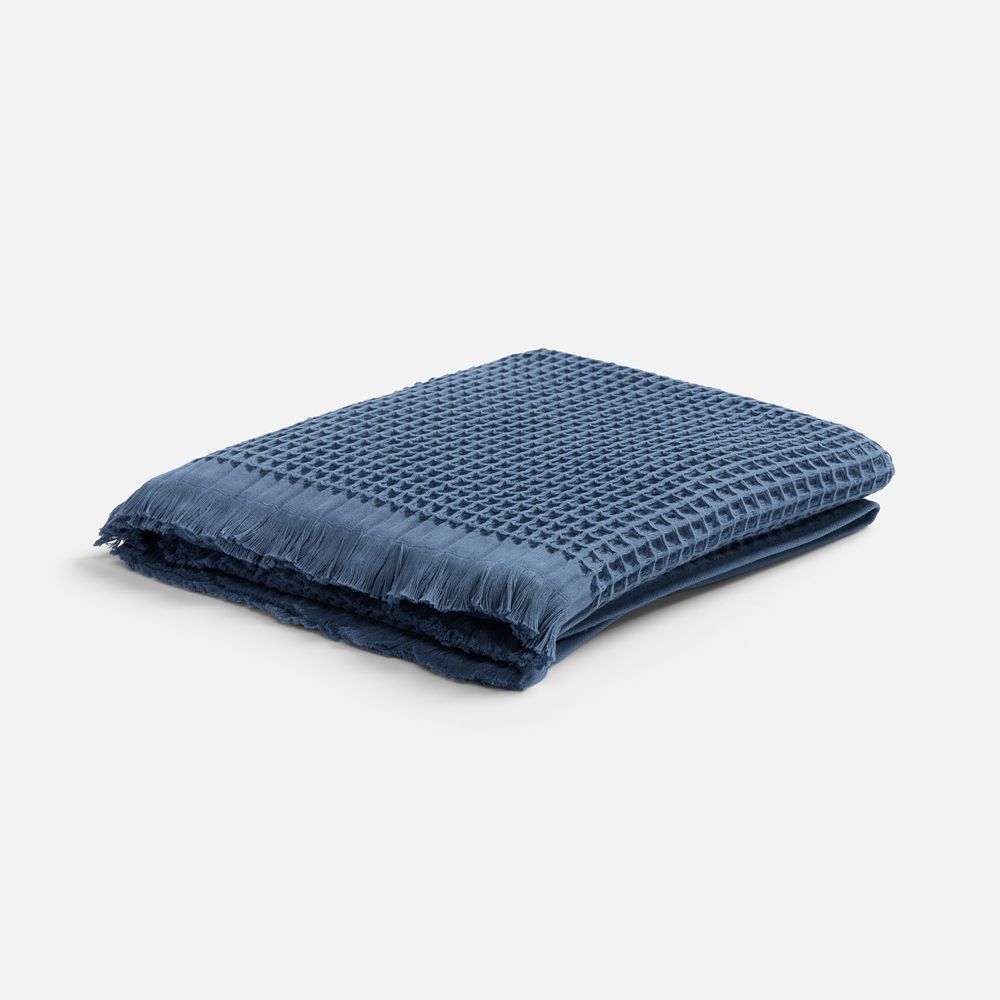 Плед вафельный Elenglect, темно-синий с логотипом