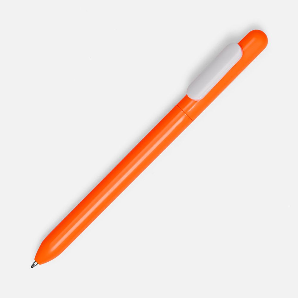Ручка шариковая Swiper, оранжевая с белым с логотипом