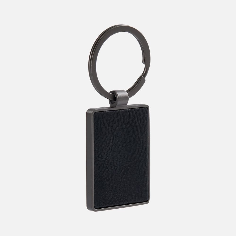 Брелок Gun Metal Leather Rectangle, графитовый с логотипом