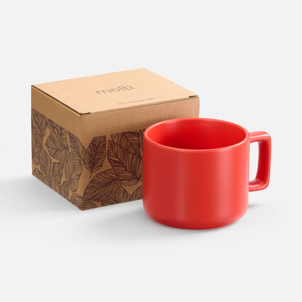 Чашка Jumbo в коробке матовая, красная с логотипом