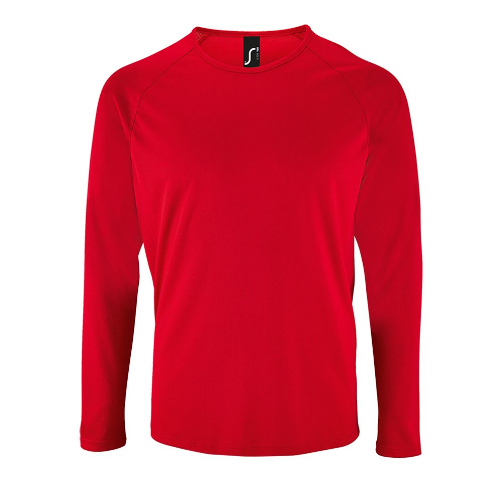 Футболка с длинным рукавом Sporty LSL Men, красная с логотипом