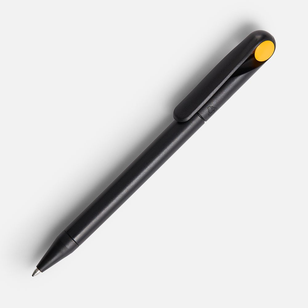 Ручка шариковая Prodir DS1 TMM Dot, черная с желтым с логотипом