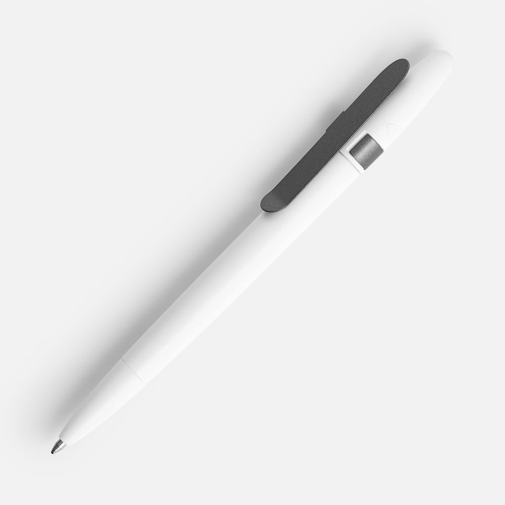 Ручка шариковая Prodir DS5 TSM Metal Clip, белая с серым с логотипом