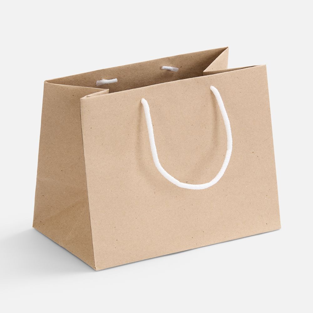 Пакет бумажный Stor, неокрашенный с белыми ручками с логотипом