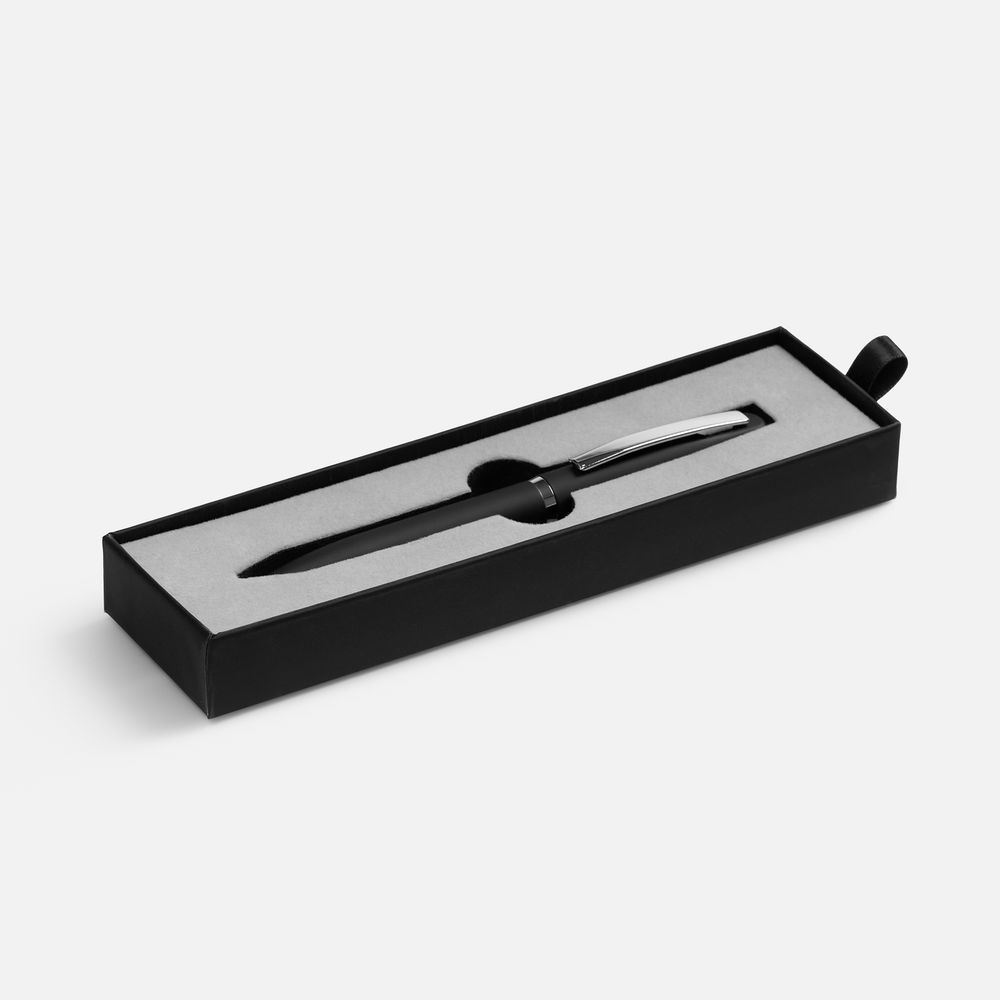 Ручка шариковая Bolt Soft Touch в футляре, черная с логотипом