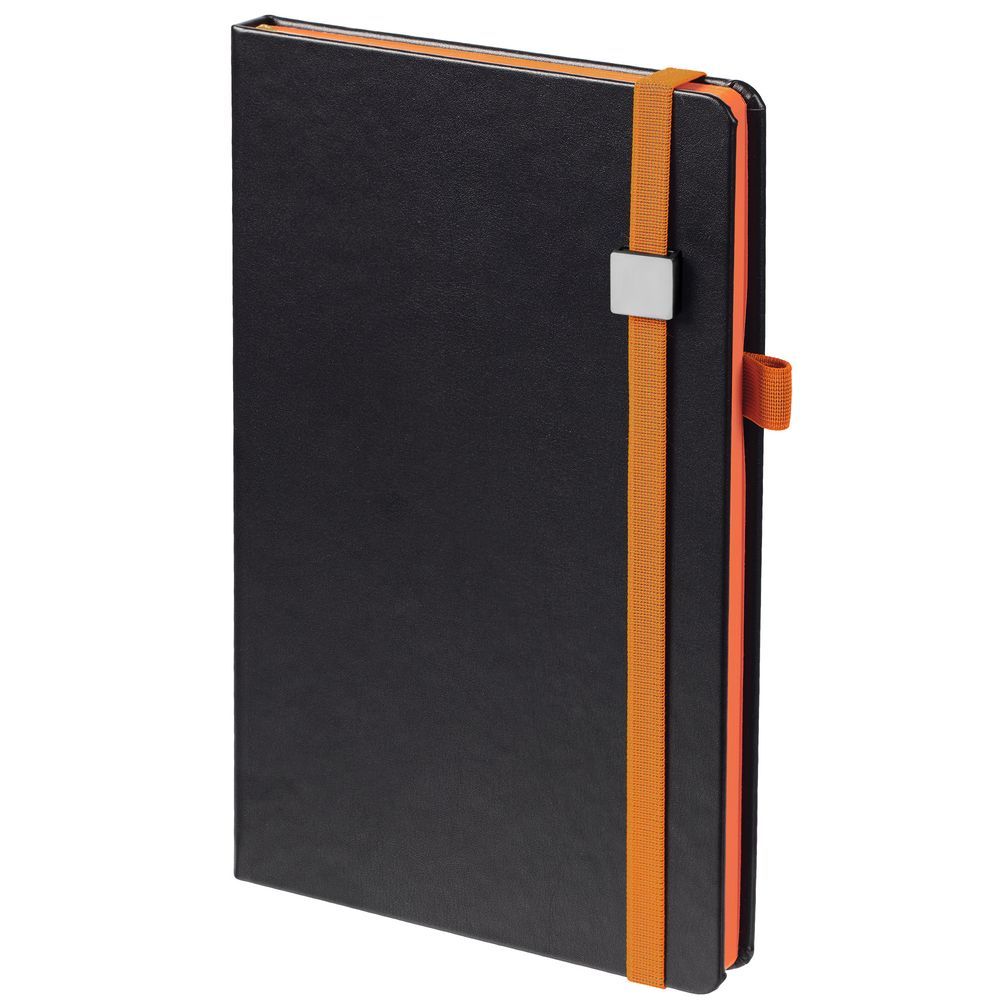 Ежедневник Ton Metal, недатированный, черный с оранжевым с логотипом