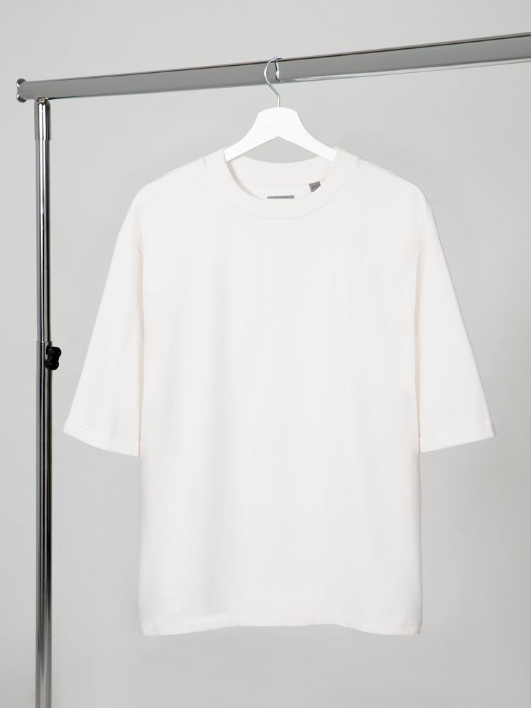 Футболка оверсайз унисекс Kosmos 2.0, кремовая с логотипом