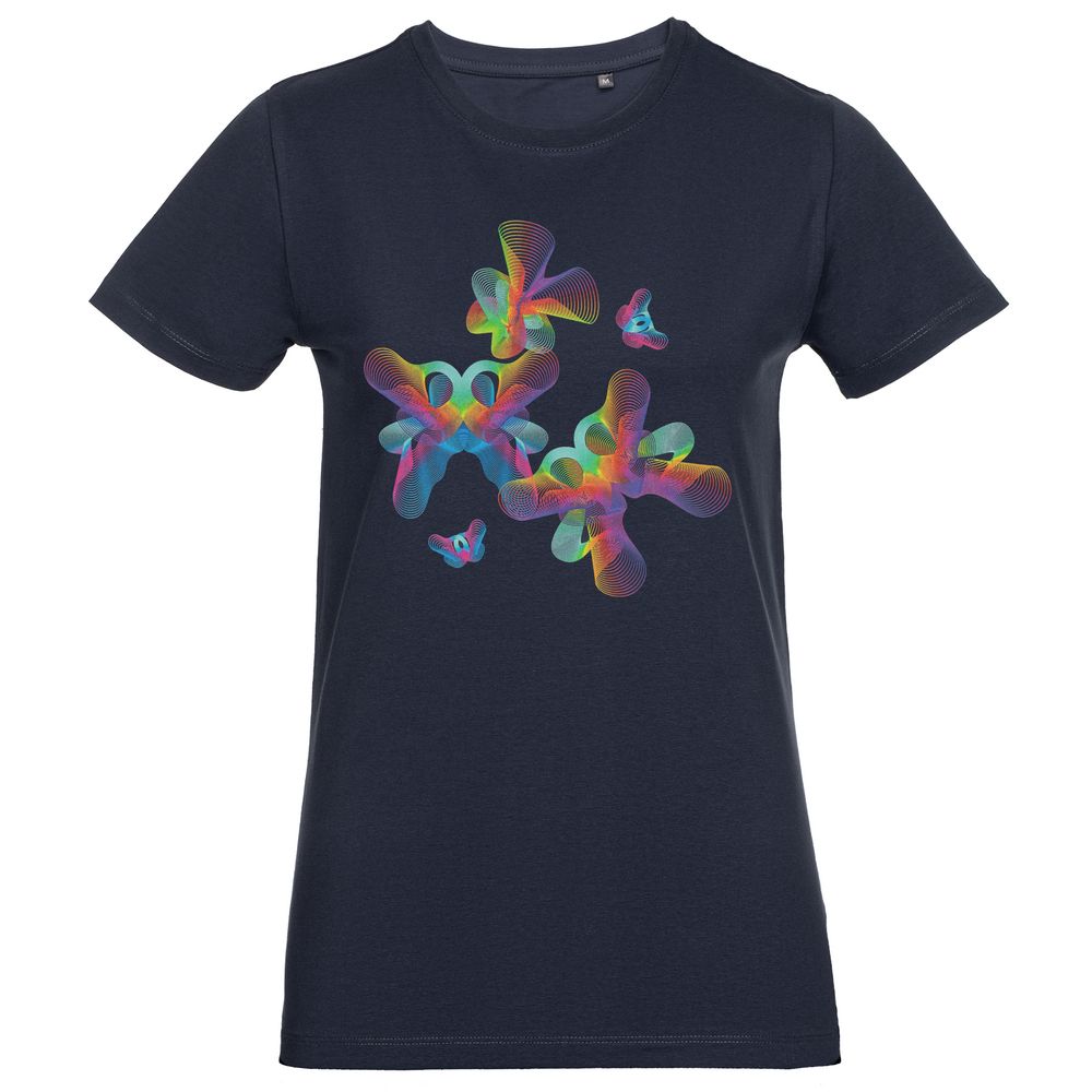Футболка женская Butterflies, темно-синяя с логотипом