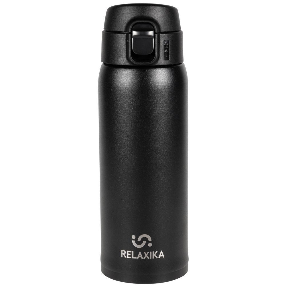 Термокружка Relaxika, черная с логотипом