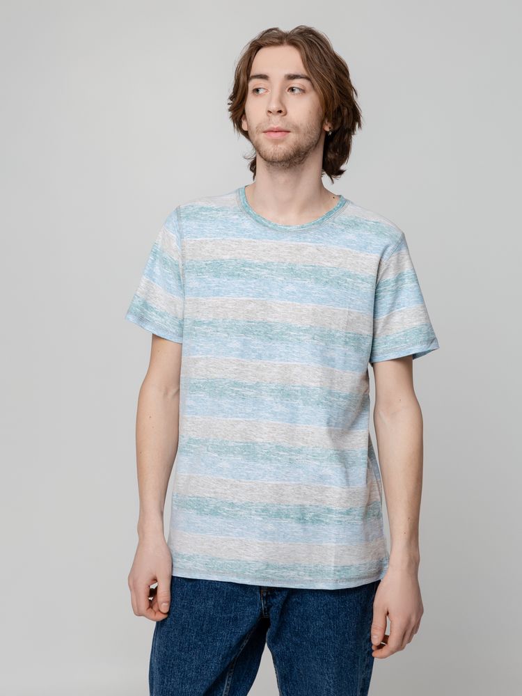 Футболка мужская Rayet двусторонняя, голубая с зеленым с логотипом